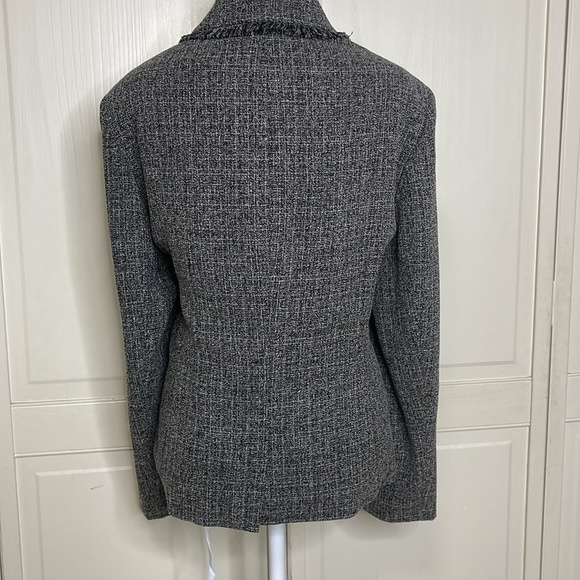 Norton McNaughton Women’s Tweed Fringe Blazer Jacket Black/White Size 14 - Picture 6 of 12
